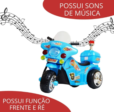 Mini Moto Elétrica Triciclo Infantil Polícia – A Aventura Começa Aqui!