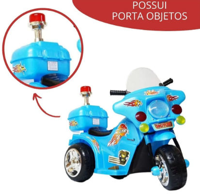 Mini Moto Elétrica Triciclo Infantil Polícia – A Aventura Começa Aqui!