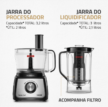 Multiprocessador Turbo Chef 5 em 1 Mondial 1000W – Praticidade e Potência na Sua Cozinha