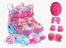 Patins Infantil 4 Rodas+ Led+kit Proteção Incluso-unicórnio