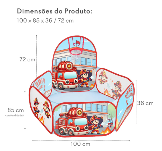 Piscina Infantil com 50 Bolinhas e Cestinha de Basquete