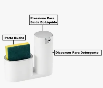 Porta Detergente e Bucha Arthi com Detalhes Cromados