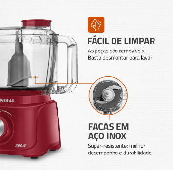 Mini Processador de Alimentos Mondial Turbo Pratic 300W – MP-16-R