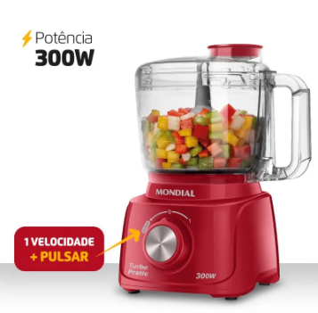 Mini Processador de Alimentos Mondial Turbo Pratic 300W – MP-16-R