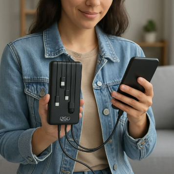 Carregador Portátil Power Bank i2GO 10.000mAh 4 em 1 com Cabos Acoplados