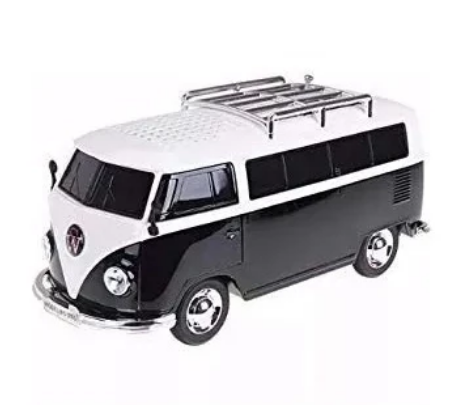 Mini Caixa de Som Kombi Retrô MP3 com Rádio Digital FM, USB e MicroSD
