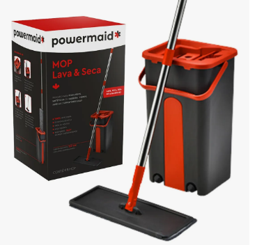 Mop Lava e Seca Flat Giratório – Limpeza eficiente e design moderno