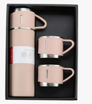 Kit Garrafa Térmica Vacuum Flask Set C/ 3 Xicaras 500ml Inox