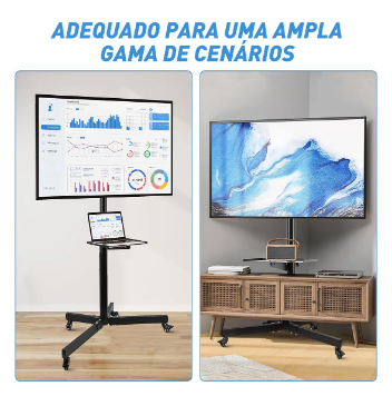 Suporte de Chão Pedestal Móvel para TV e Monitor – 16" a 60"