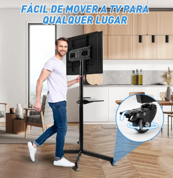 Suporte de Chão Pedestal Móvel para TV e Monitor – 16" a 60"