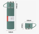 Kit Garrafa Térmica Vacuum Flask Set C/ 3 Xicaras 500ml Inox