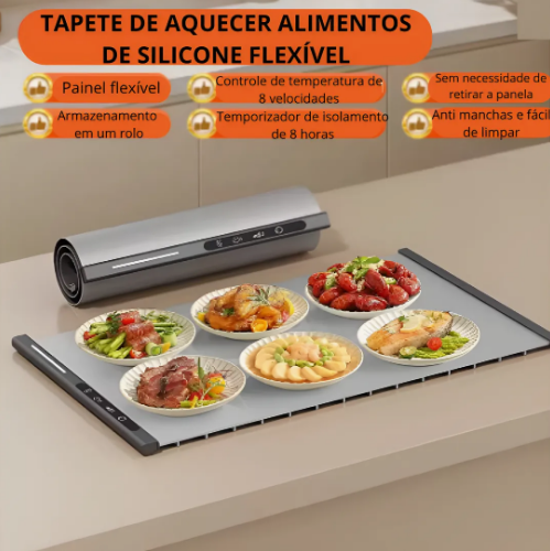 Tapete Térmico de Silicone Dobrável – Sua Refeição Sempre Quentinha, com Tecnologia e Estilo