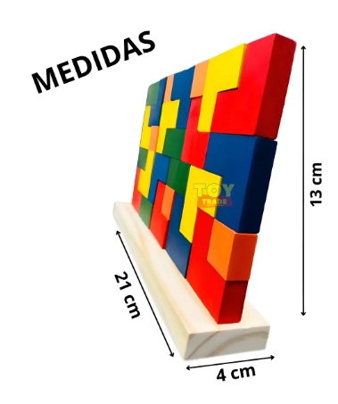 Blocos de Encaixe Vertical Júnior – Brinquedo Educativo 25 Peças Tetris Toy Trade