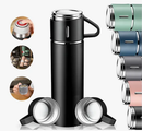 Kit Garrafa Térmica Vacuum Flask Set C/ 3 Xicaras 500ml Inox