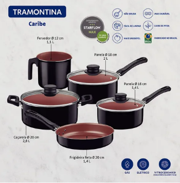 Jogo de panelas Tramontina c/ 8 potes herméticos Electrolux