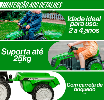 Mini Trator Elétrico Infantil com Reboque