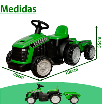 Mini Trator Elétrico Infantil com Reboque