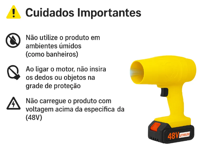 Soprador de Ar Turbo Portátil 48V – Potência e praticidade nas suas mãos!