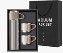 Kit Garrafa Térmica Vacuum Flask Set C/ 3 Xicaras 500ml Inox
