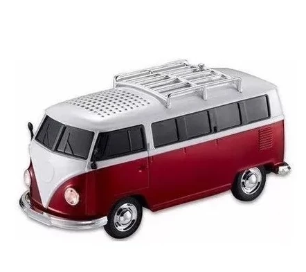 Mini Caixa de Som Kombi Retrô MP3 com Rádio Digital FM, USB e MicroSD
