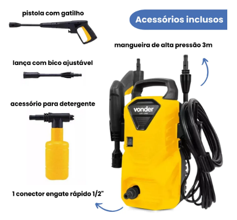 Lavadora de Alta Pressão Vonder 1300 Libras – Potência e Eficiência em Cada Jato